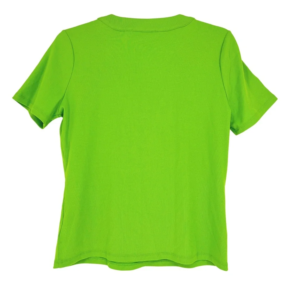 Michael Kors Lace Up Top Womens Medium Green Apple Grommet Short Sleeve